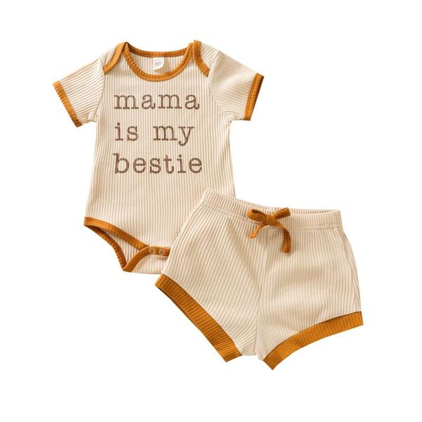 

clothing sets summer born baby girl boys clothes letter short sleeve cotton romper shorts 2pcs for infant, White