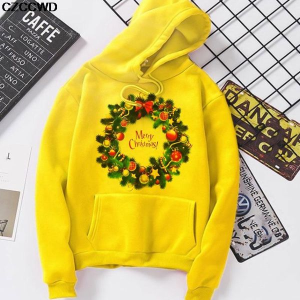 

women's hoodies & sweatshirts women hoodie merry christmas letter kangaroo pocket hooded vogue spring casual yellow pullovers oversized, Black