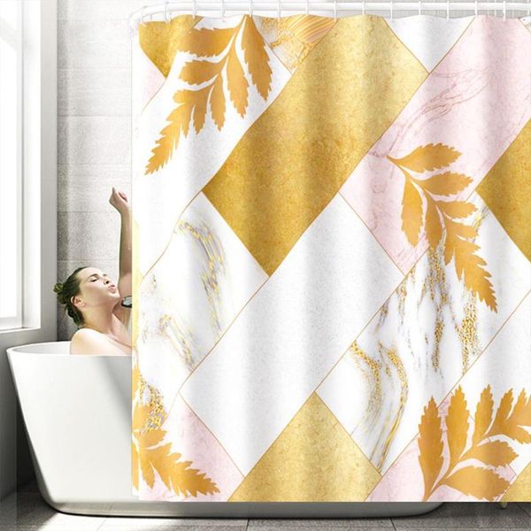 

shower curtains bathroom curtain marble leaf print waterproof 180*180cm