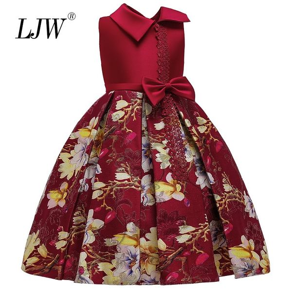 

baby girl 3d flower silk princess dress for wedding party elegant kids dresses for toddler girl children fashion clothing 210303, Red;yellow