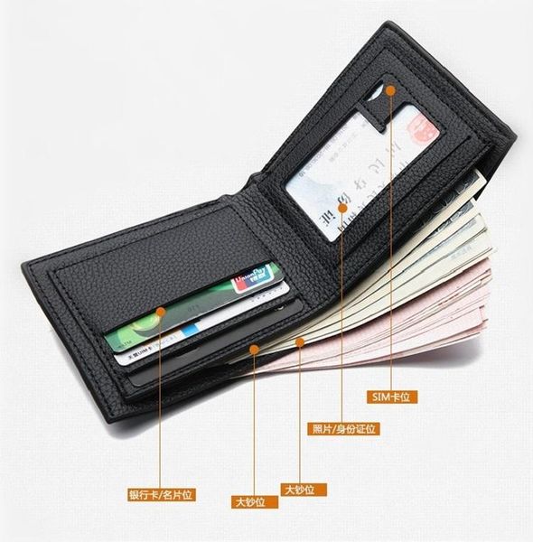 Carteiras casuais moda masculina bifold curto carteira de crédito fino homem couro do plutônio titular do cartão moeda bolsas clássico masculino bolsa.