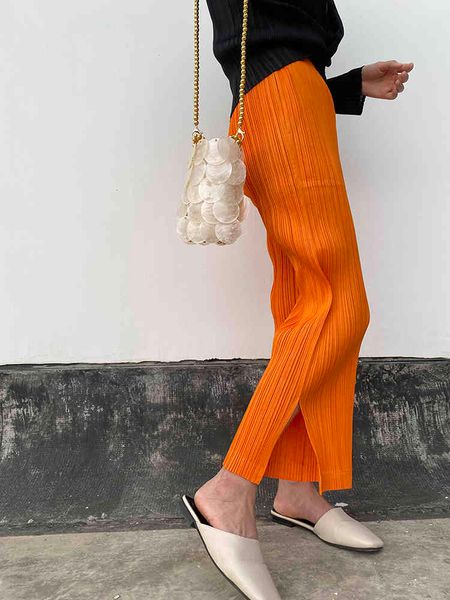 

women's pants & capris miyake pleated pants straight plus size fall high waist casual big orange ankle-length joggers korean women, Black;white