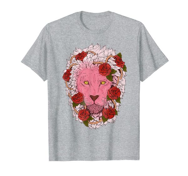 

pastel goth lion with rose thorn mane aesthetic vaporwave t-shirt, White;black