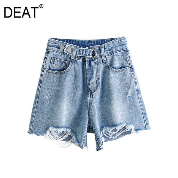 

[deat] listing sale denim shorts high waist slim loose wide leg pants personality fashion summer 13d065 210527, White;black