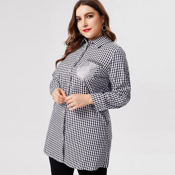 

2021 autumn mom clothes women long sleeve plaid blouses fashion ladies vintage elegant plus size womens, White
