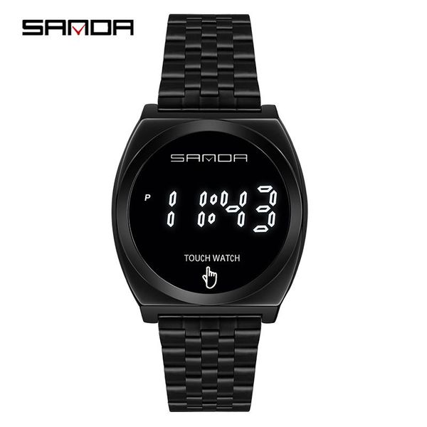 

wristwatches sanda brand men's watch clock led touch screen man digital watches 30m waterproof male electronic wristwatch reloj de homb, Slivery;brown
