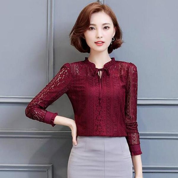 

women's blouses & shirts 2021 long sleeves tee shirt for women clothing lace blouse sexy, White