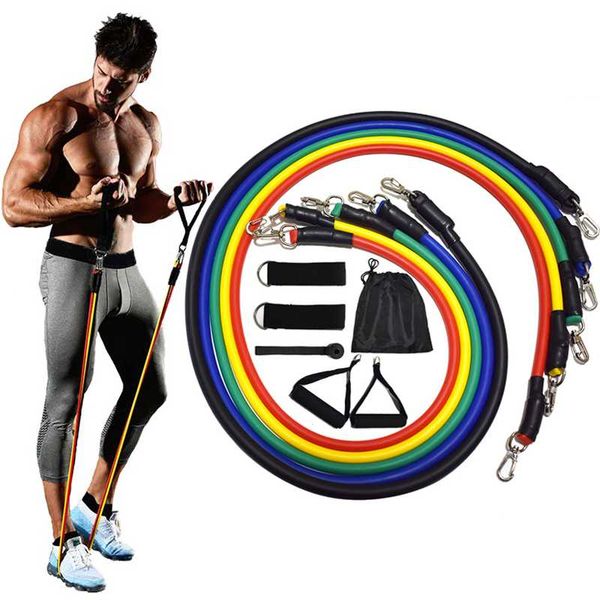 

11pcs pull up workout tube exercise resistance band set with handles