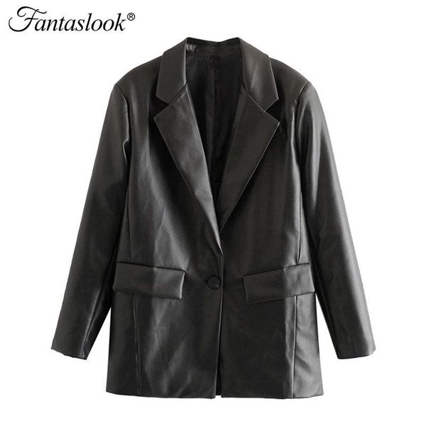 

women's suits & blazers women leather blazer fashion vintage coat long sleeve back vents female outerwear chic ladies, White;black