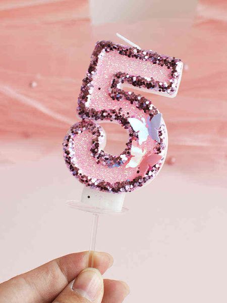 Qualsiasi combinazione di numeri glitterati da 0 a 9 Candele di compleanno Inserto per topper per torta Decorazione creativa per candele da tavolo per feste di compleanno