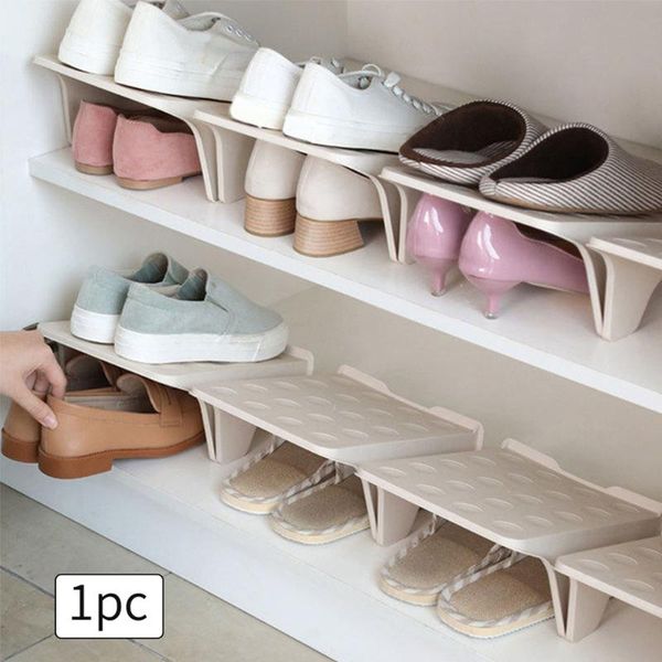 

clothing & wardrobe storage stackable shoe rack double layer pp household comfortable high heels sneakers shoes holder handle design