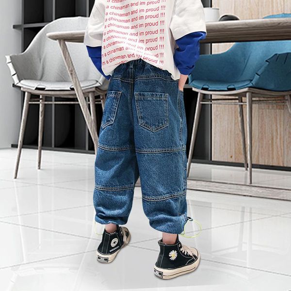 

fashion boys' jeans blue cotton denim pants sewing loose trousers schoolchild casual jeans kids spring autumn children's clothes
