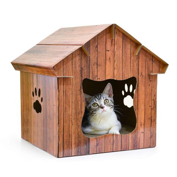 

cat beds & furniture scratch board house type corrugated nest anti claw foldable inside pet bed