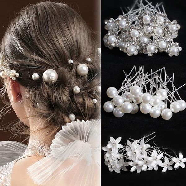 

hair clips & barrettes 20pcs fashion wedding bridal pearl flower clear crystal rhinestone pins bridesmaid hairwear jewelry accessories, Golden;silver