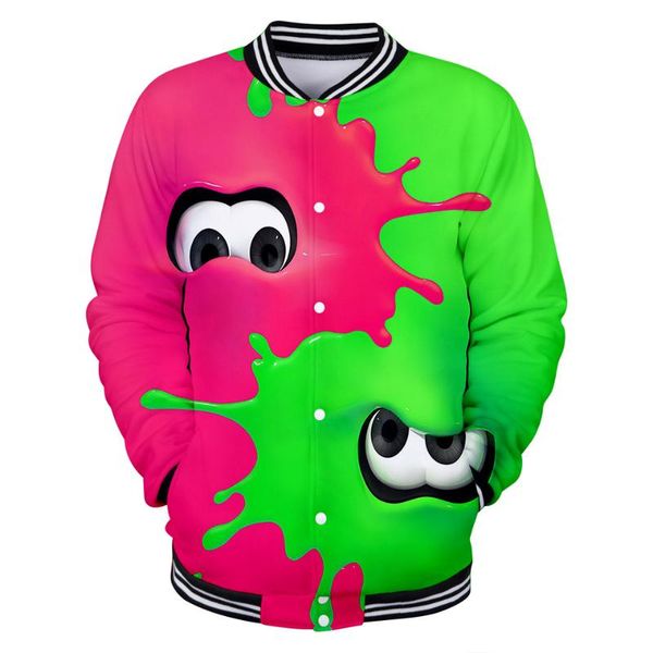 

shooting game splatoon 3d print zip up baseball jacket women men bomber jacket male outwear streetwear hip hop baseball uniform, Black;brown