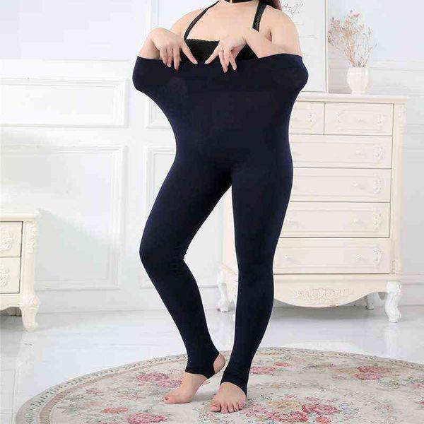 100-150 kg Herbst Winter Frau Leggings Hohe Stretch Schwarz Trample Füße Leggings Hohe Taille Leggigns Einfarbig Dünne Hosen 211117