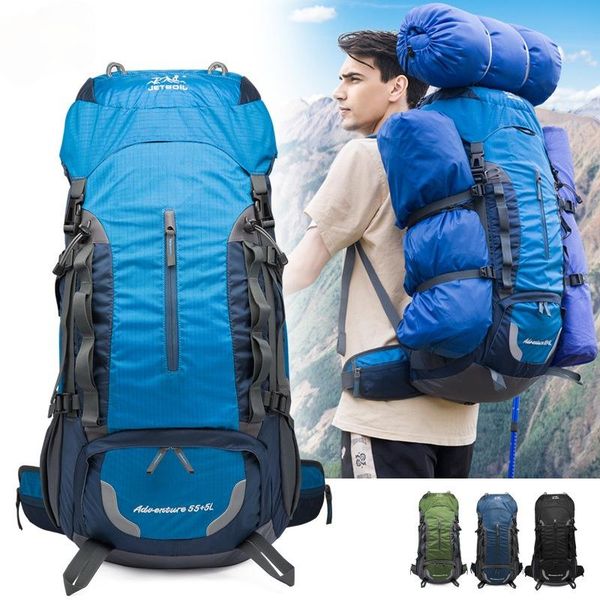

outdoor bags jetboil 60l large capacity travel mountaineering bag men women nylon waterproof belt rain cover hiking camping backpack