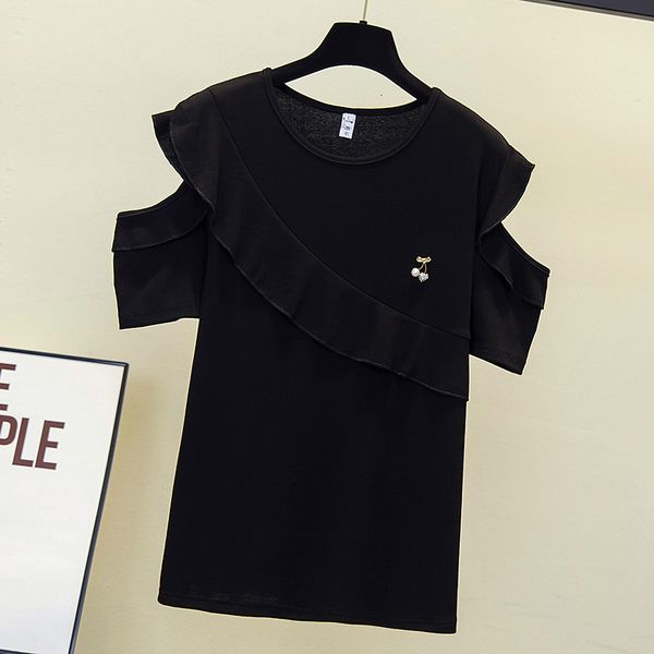 

new -4xl fashion neck korean streetwear of sleeve short female summer shirt plus size 2021 off the shoulder yjba, White
