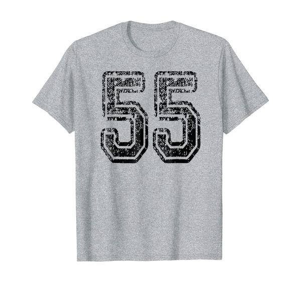 

number 55 t-shirt - grungy sports team tees - both sides, White;black