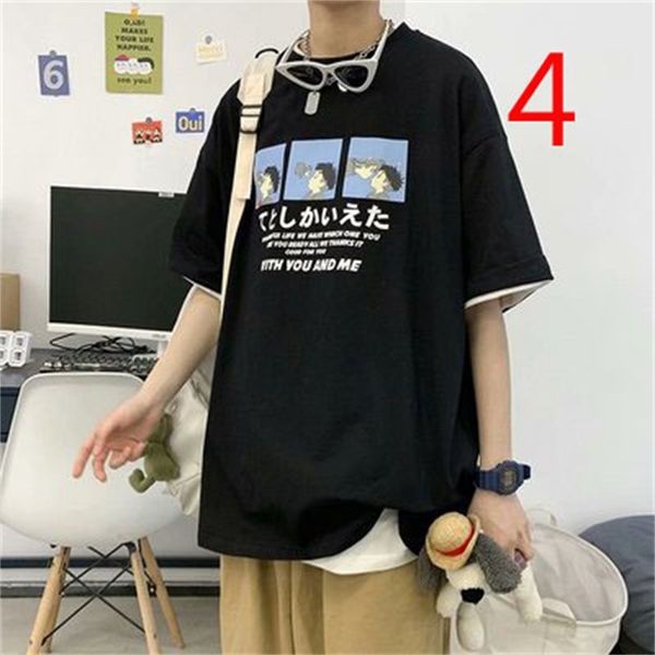 

2021 new short-sleeved t-shirt men's embroidery casual and comfortable korean style trend 1jrw, White;black