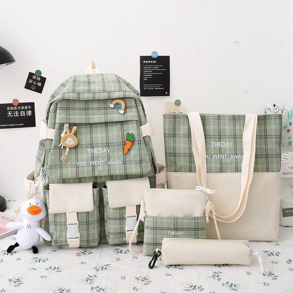 

4 pcs/set school bags fashion canvas women backpack college bag for girls anti theft rucksack bagpack mochilas female knapsack50