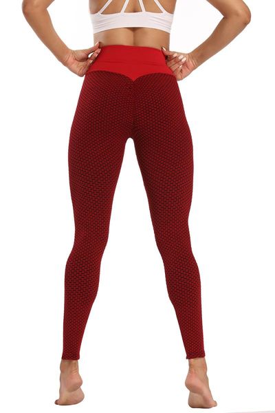 

women's leggings 2021 european and american style honeycomb-shaped high-elastic peach hip fold sports, Black
