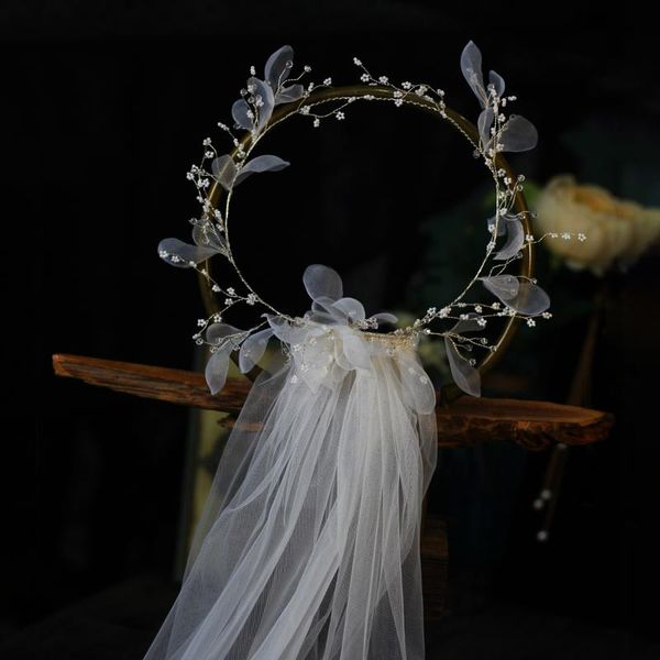 Véus nupciais Mulheres casamento, comunhão, headpiece com véu, faixas de cocar noiva para garotas flores de flores