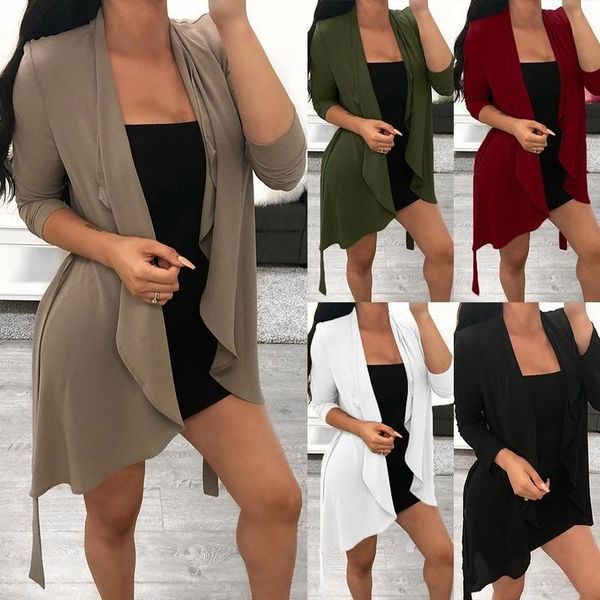 

women's trench coats olomlb 2021 spring autumn clothing irregular hem fashion solid female casual long sleeve outerwear belt women, Tan;black