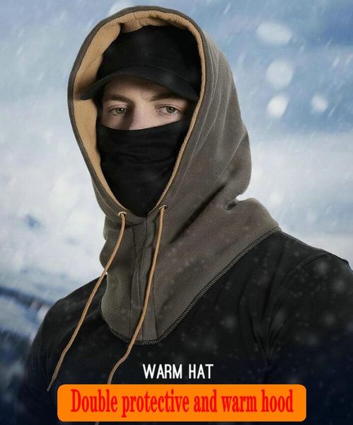 

beanies winter hat men's polar fleece hood outdoor sports ski riding double layer plus warm and dustproof mask