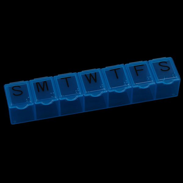 

15*3.2*2.5cm blue color 7 days weekly tablet pill medicine box holder organizer container case pill box splitters