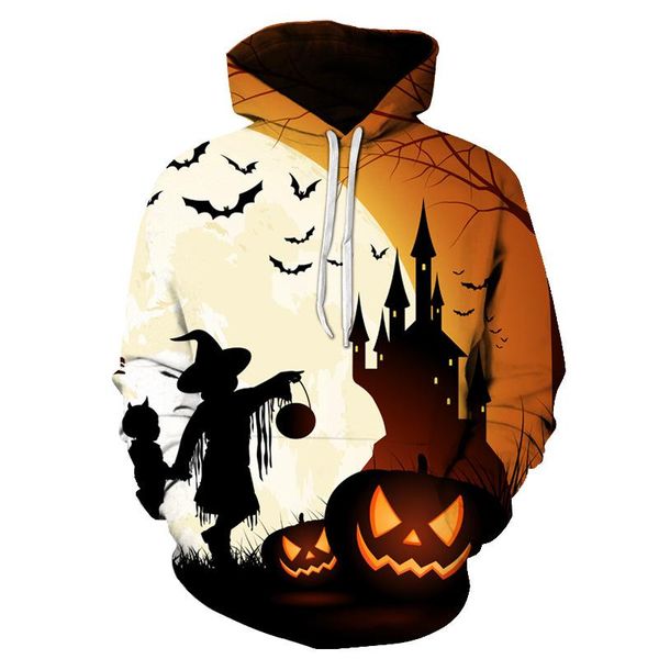 

men's hoodies & sweatshirts halloween carnival night men anime 3d scary castle witch print cartoon sweatshirt fashion tracksuits cool g, Black