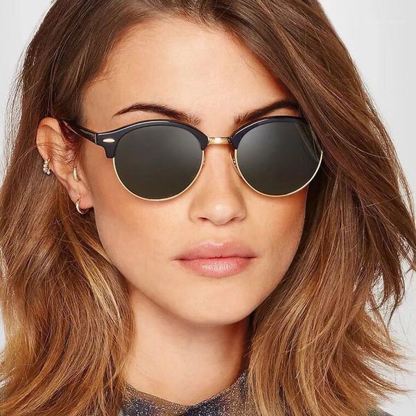 

round polarioid sunglasses for women fashion vintage driving decorative men sun glasses classic brand designer eyewear, White;black