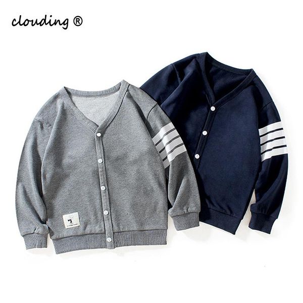 

jackets 2021 spring and autumn children's long-sleeved jacket, big terry v-neck single-row button boy jacket, Blue;gray