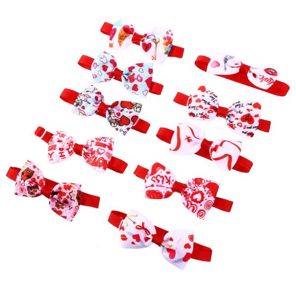 

10pcs bowknot pet collar valentine's day necklace ties for pet mixed pattern