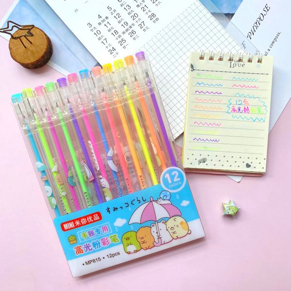 

painting pens cute tuanzi hand account color high gloss gouache neutral pen student stationery small prize gift items, Black;red