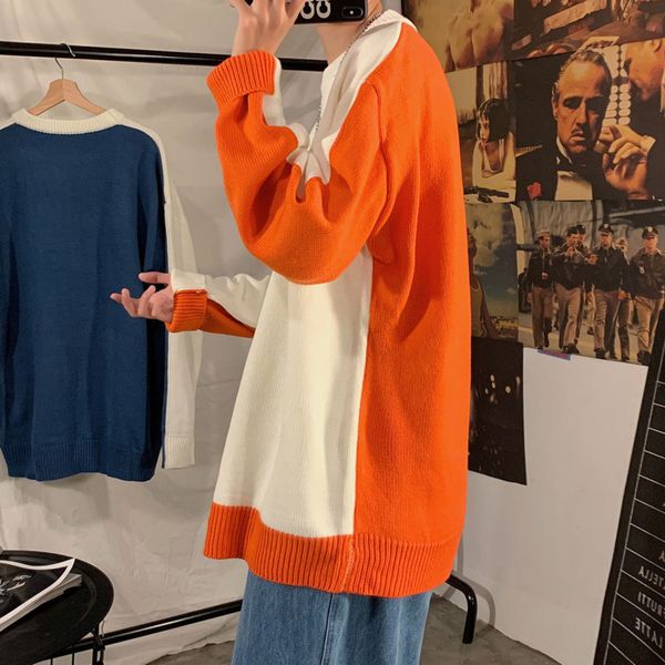 

2021 winter sweater men's warm fashion casual o-neck knitted pullover men wild clothes mens knitting sweaters -2xl 2yef, White;black