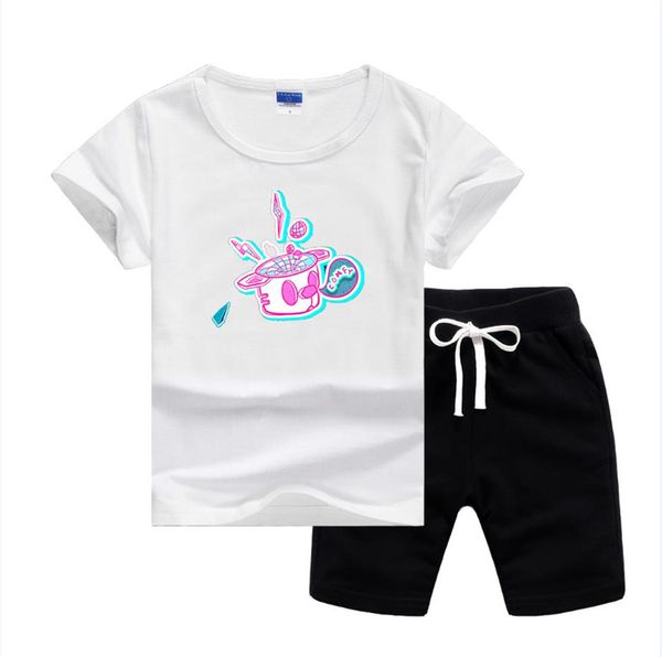 

vslogo brand luxury designer baby summers clothes set kids boy girl short sleeve t-shirt pants 2pcs suits fashion tracksuits, White