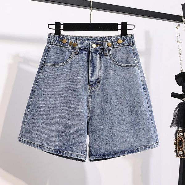 

women's jeans plus size womens summer shorts for women pant denim elastic waist wide leg ladies short female, Blue