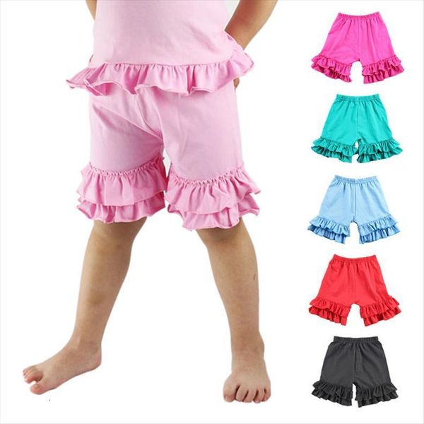 

baby girls shorts ruffled cotton short for summer children loose colorful beach kids pants 1 8 years, Black