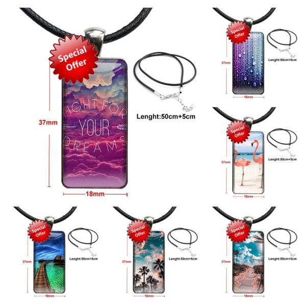 

pendant necklaces pink flamingo for party gift fashion glass cabochon rectangle necklace choker jewelry clearance, Silver