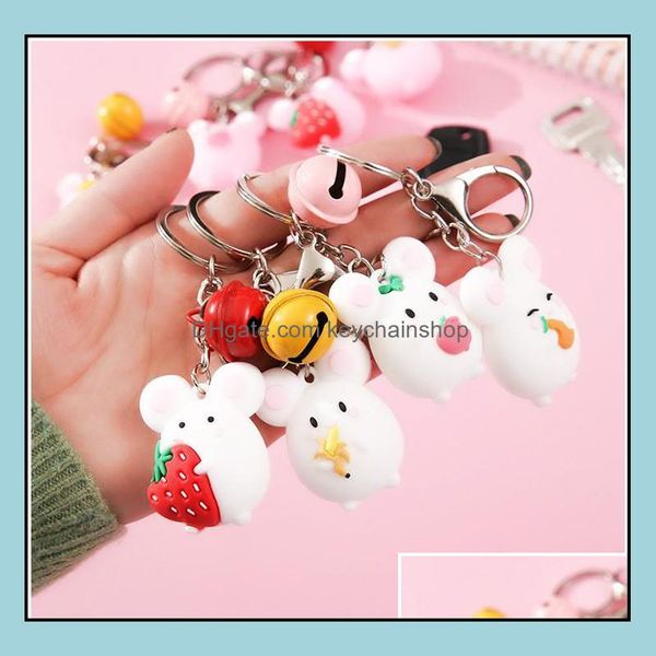 

key rings jewelry sweet little mouse bell keychains creative gift pendant ring alloy keychain bag ornaments 8 styles drop delivery 2021 cl7p, Slivery;golden