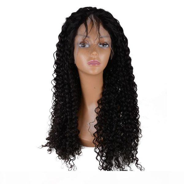 

swiss hd lace wig kinky curly lace front wig virgin hair full lace wig with baby hair bleached knots for black woman, Black;brown