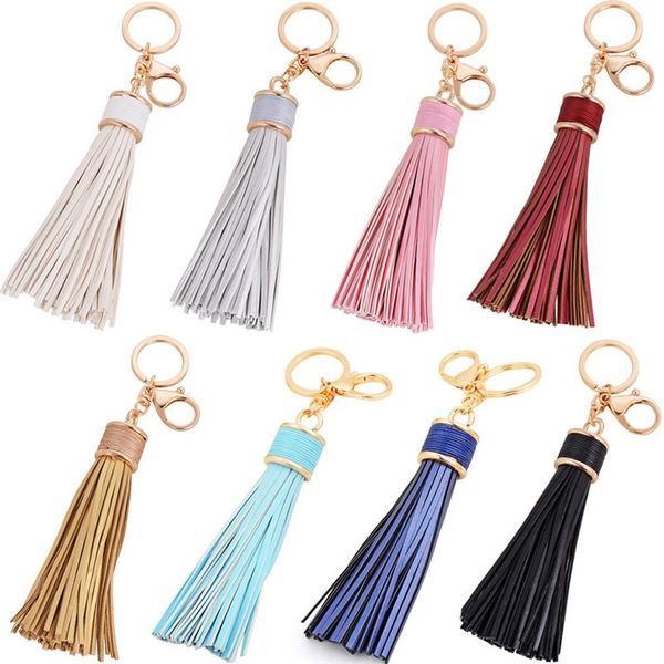 

keychains womens leather tassels keychain purse bag buckle handbag pendant keyring jewelry, Silver