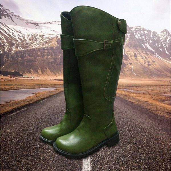 

boots womens winter leather fashion classic women winter buckles neutral med heels cool zipper riding snow boots shoes #g2 g21m#, Black