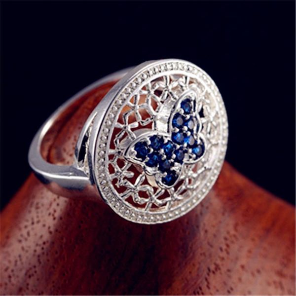 

wedding rings silver color ring classic exquisite temperament female models butterfly inlaid zircon hand jewelry birthday gift, Slivery;golden