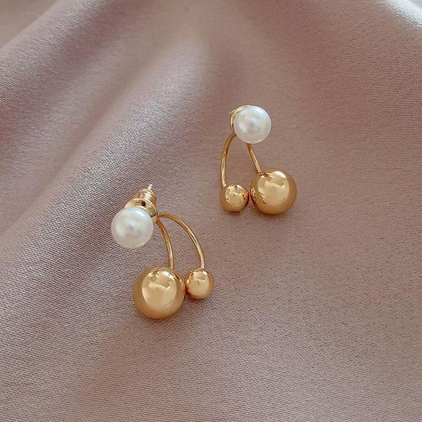 

stud earrings for women 2021 fashion jewelry earings simplicity copper bead pearl exquisite trendy, Golden;silver