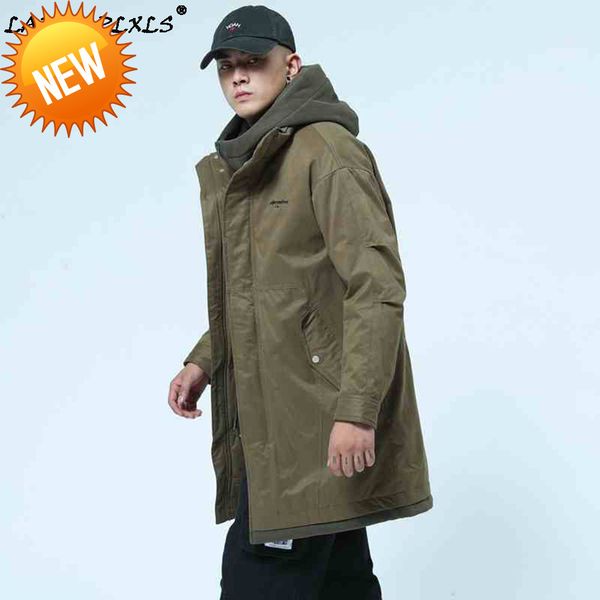 

2021 winter men's clothing casual detachable hood mid-length hooded jacket new fashion down coat male, Black