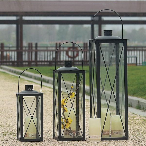 

candle holders nordic wrought iron glass holder retro outdoor windproof candlestick rustic home decor portavelas room accessories ah50ch