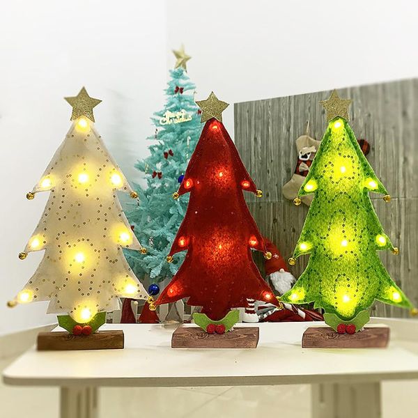 Objetos decorativos Figurines Luzes LED Árvore de Natal Decoração Mini Presente Desktop Artificial Stand 33x18cm Festival Mesa Suprimentos Xmas