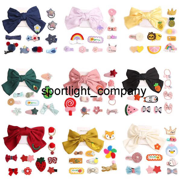 

2022 10/20pcs/set children hair clip set baby head flower fabric bow barrettes hair clips girl elastic hair headband headdress gift, Slivery;white